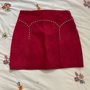 Understated Leather red leather skirt